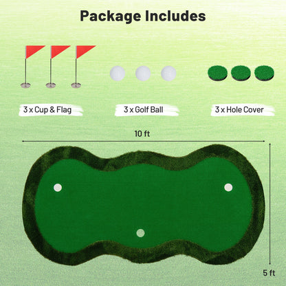 5 x 10 Feet Golf Practice Mat, 3 Holes, Green Golf at Gallery Canada