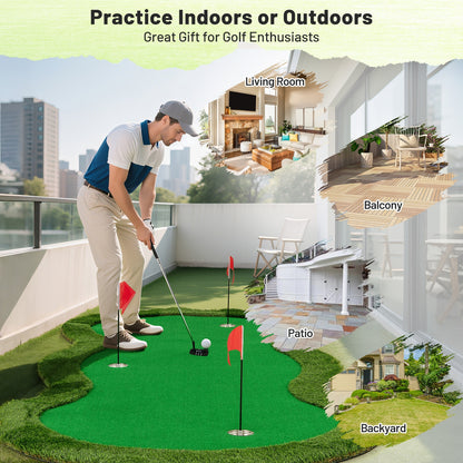 5 x 10 Feet Golf Practice Mat, 3 Holes, Green Golf at Gallery Canada
