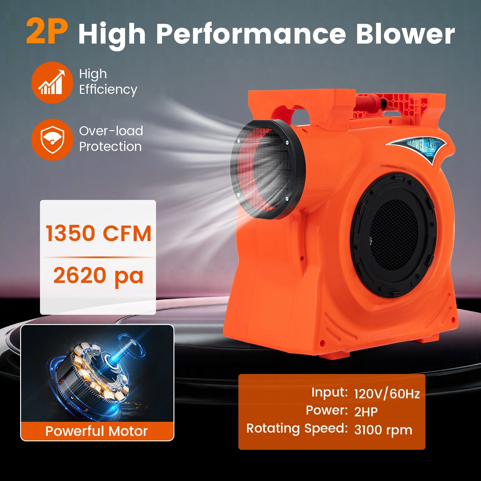 1500W 2 HP Commercial Air Blower for Giant Outdoor Inflatable Bounce House, Orange Air Blowers at Gallery Canada