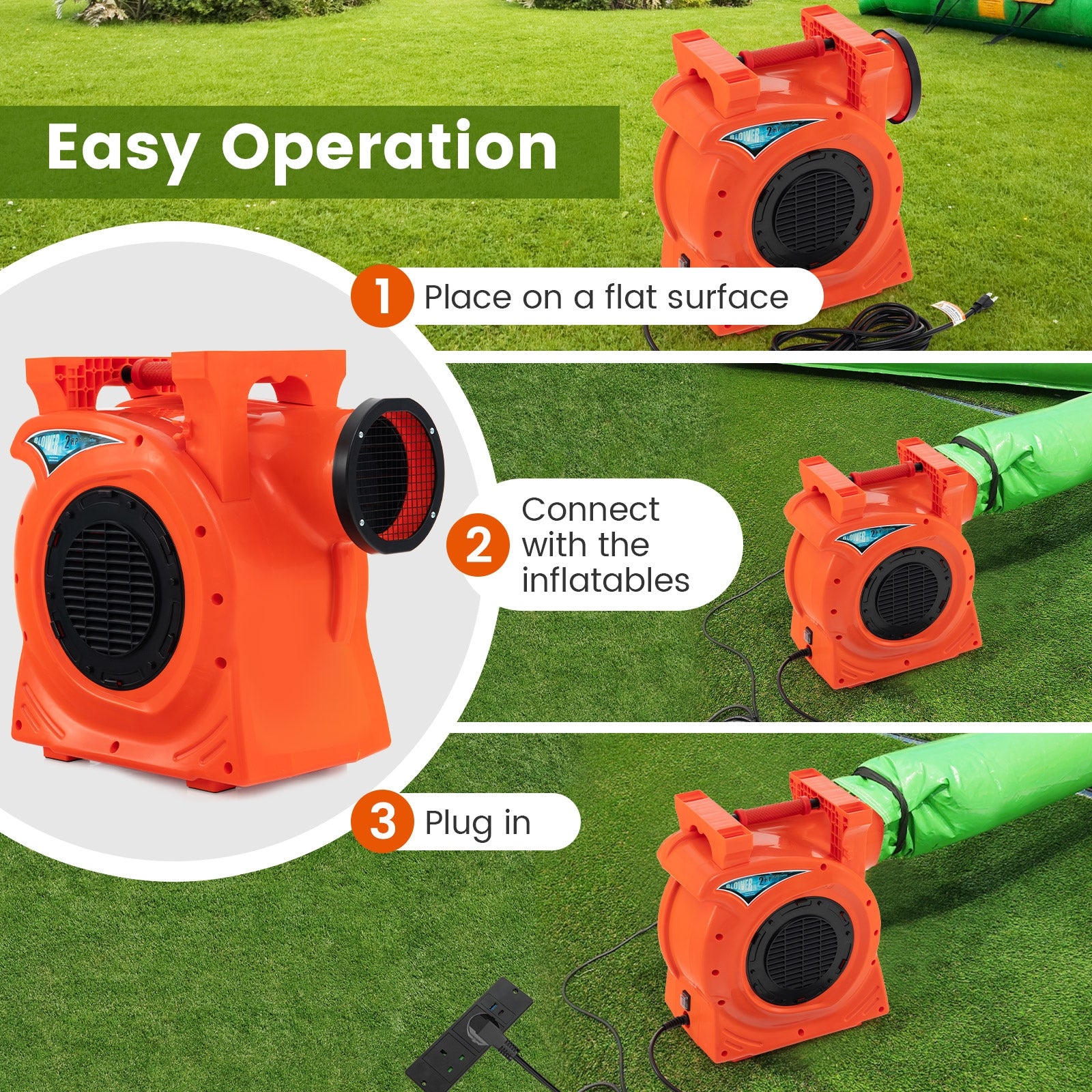 1500W 2 HP Commercial Air Blower for Giant Outdoor Inflatable Bounce House, Orange Air Blowers at Gallery Canada