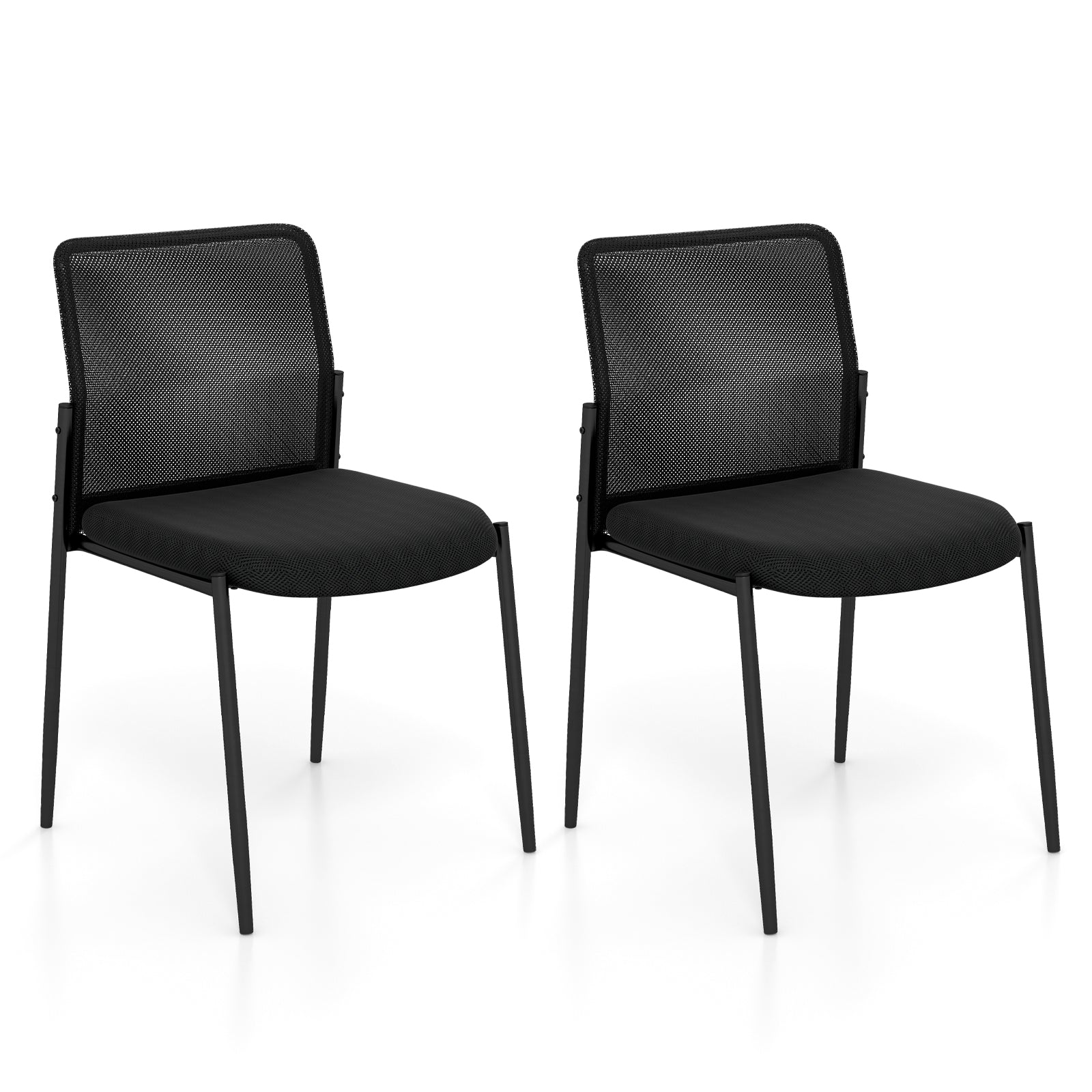 Waiting Room Chair Set, 2 Chairs, Ergonomic Mesh Backrest, Padded Seat, Black Conference Chairs Black at Gallery Canada