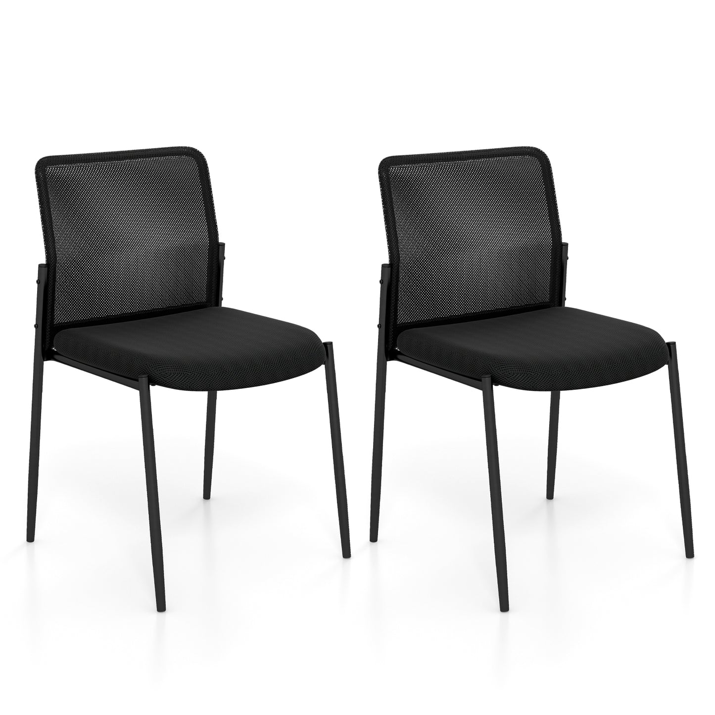 Waiting Room Chair Set, 2 Chairs, Ergonomic Mesh Backrest, Padded Seat, Black Conference Chairs Black at Gallery Canada
