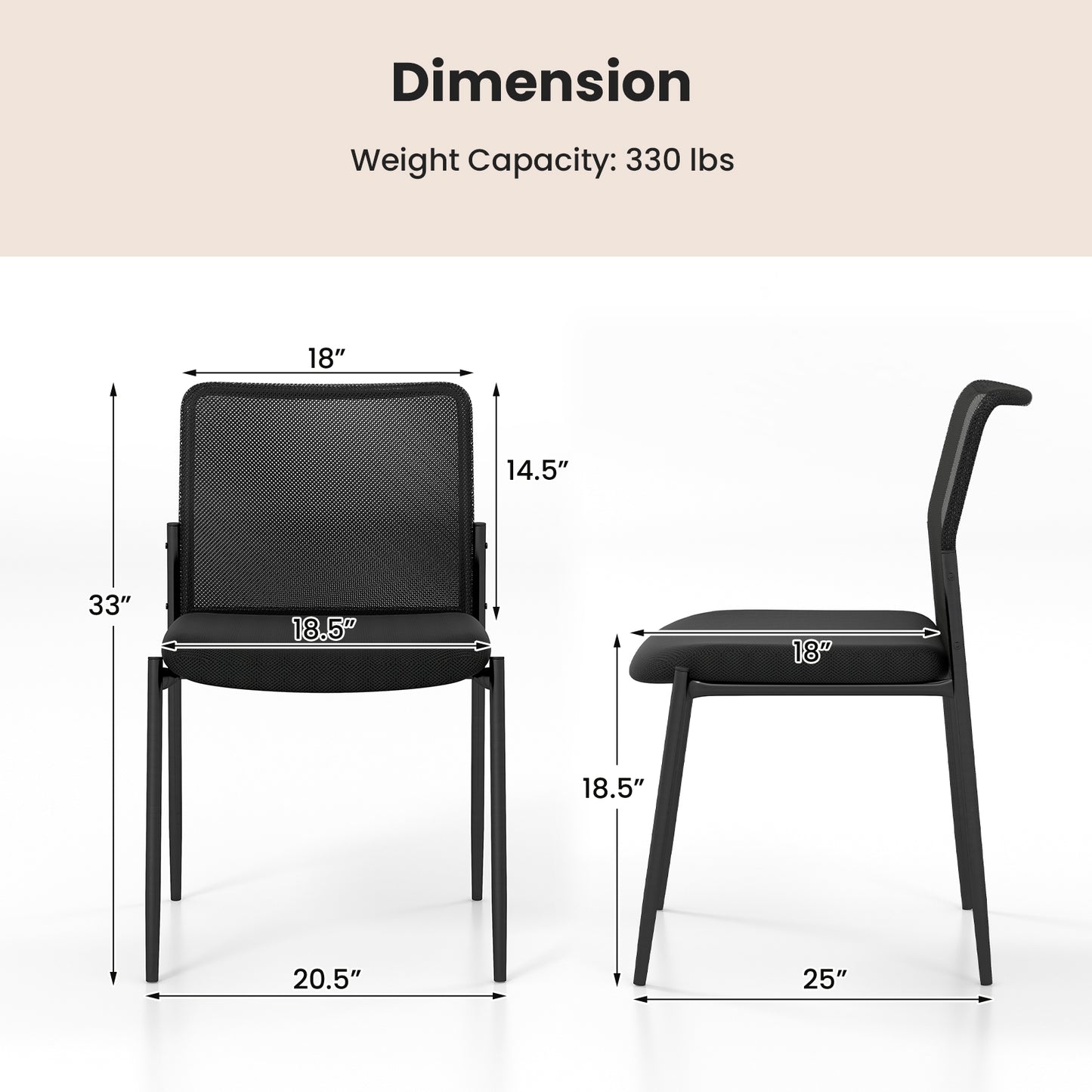 Waiting Room Chair Set, 2 Chairs, Ergonomic Mesh Backrest, Padded Seat, Black Conference Chairs at Gallery Canada