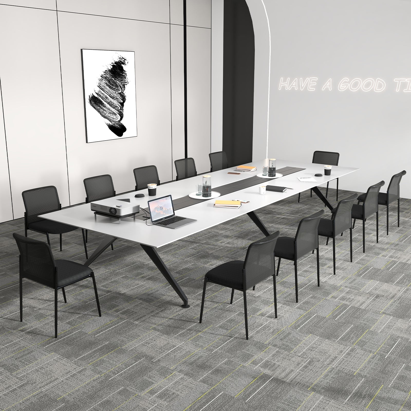 Waiting Room Chair Set, 2 Chairs, Ergonomic Mesh Backrest, Padded Seat, Black Conference Chairs at Gallery Canada