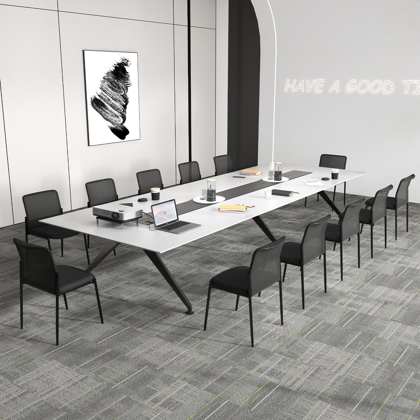 Waiting Room Chair Set, 2 Chairs, Ergonomic Mesh Backrest, Padded Seat, Black Conference Chairs at Gallery Canada