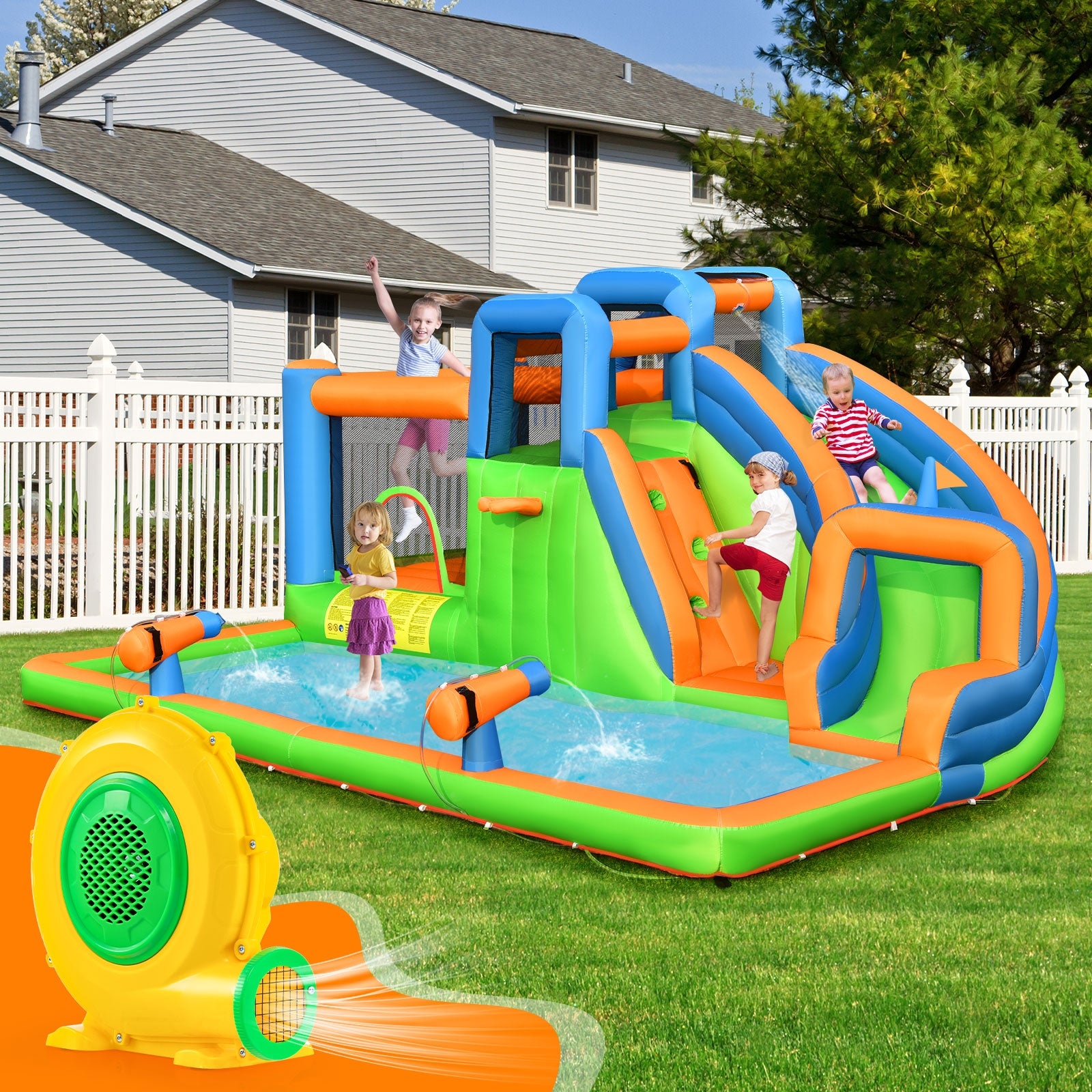 680W Air Blower Air Pump Fan with Convenient Handle and Ground Stakes-680W, Yellow Air Blowers at Gallery Canada