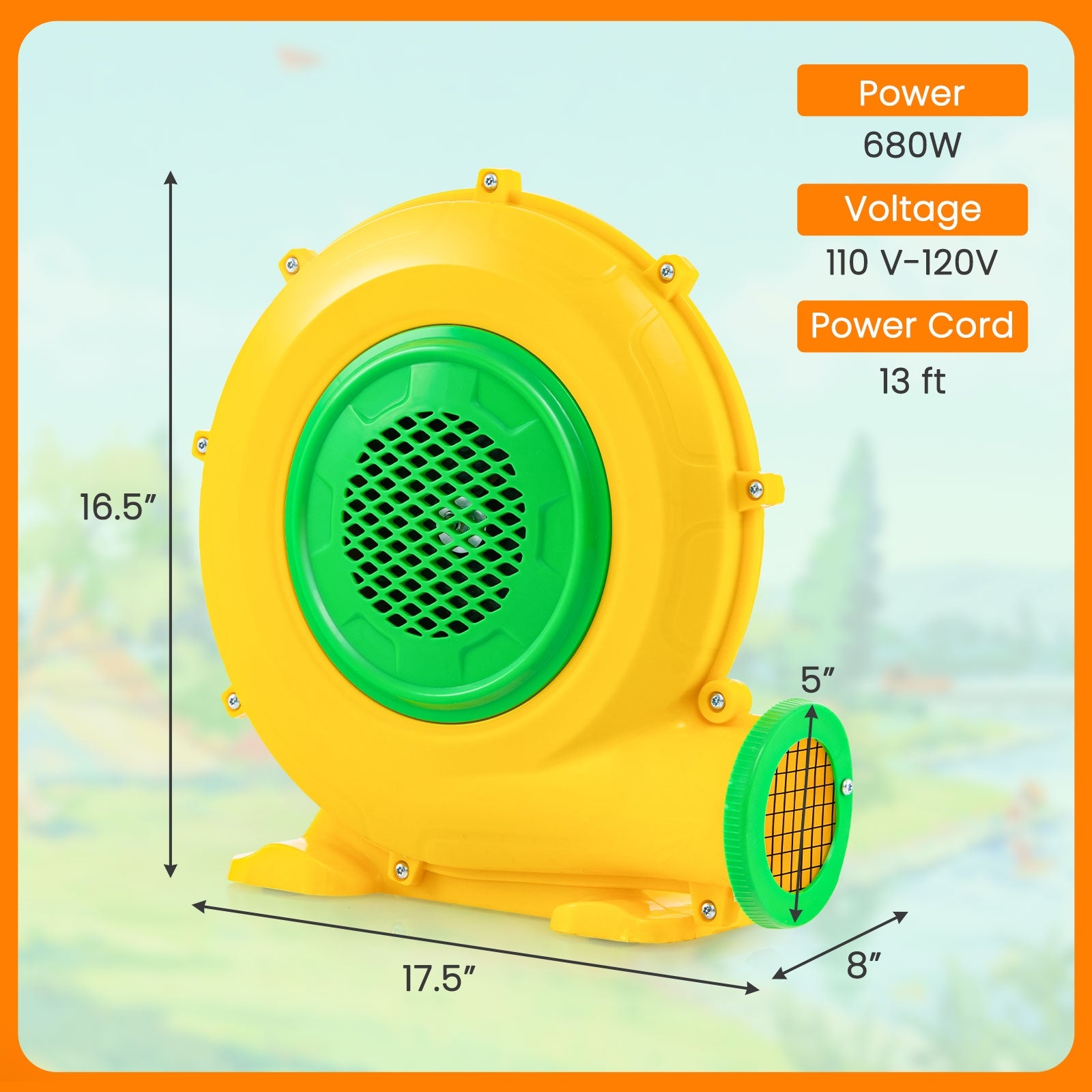 680W Air Blower Air Pump Fan with Convenient Handle and Ground Stakes-680W, Yellow Air Blowers at Gallery Canada