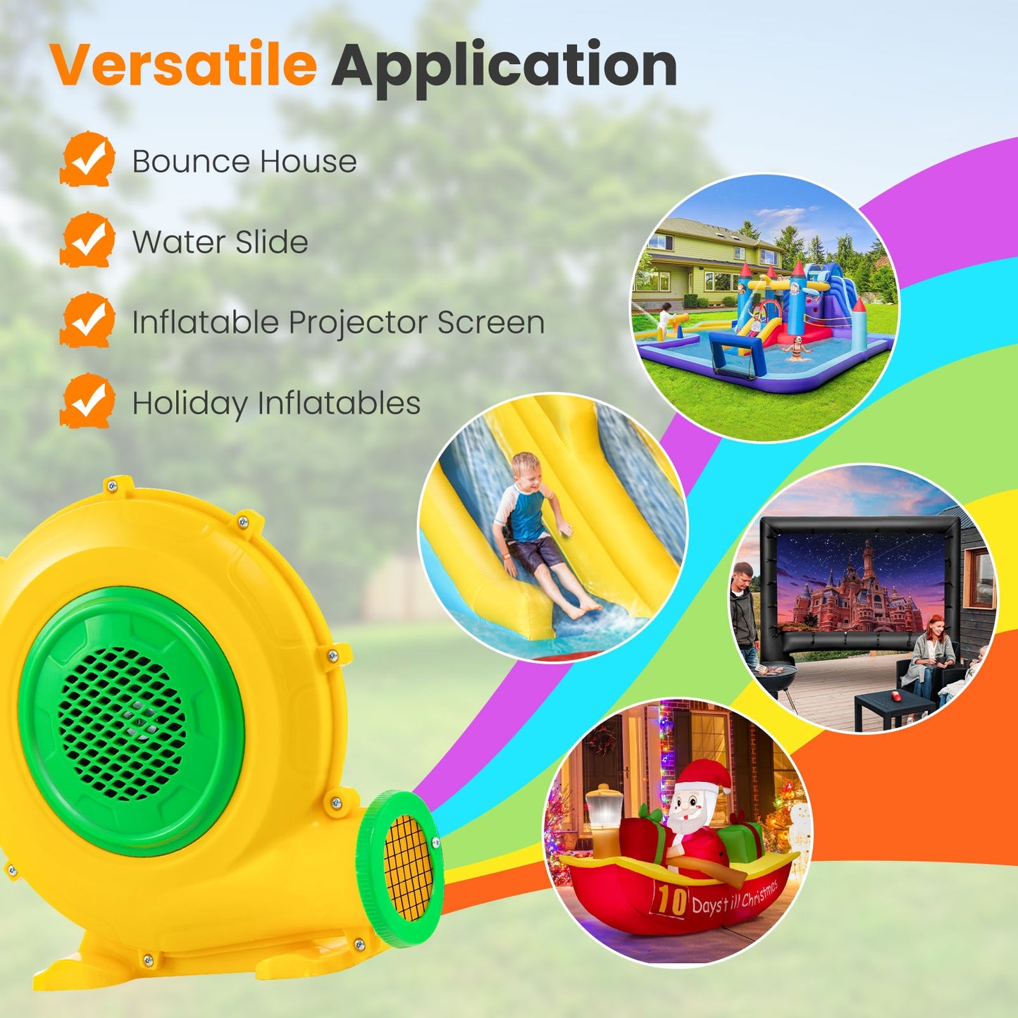 680W Air Blower Air Pump Fan with Convenient Handle and Ground Stakes-680W, Yellow Air Blowers at Gallery Canada