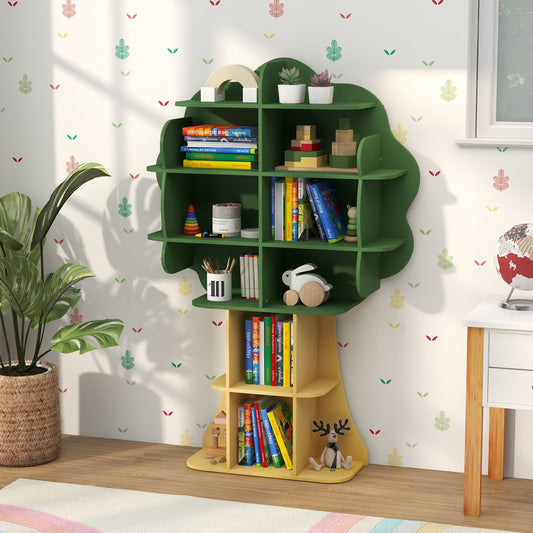 Kids Bookcase Shelf Toy Storage Organizer with Open Storage Shelves, Green - Gallery Canada