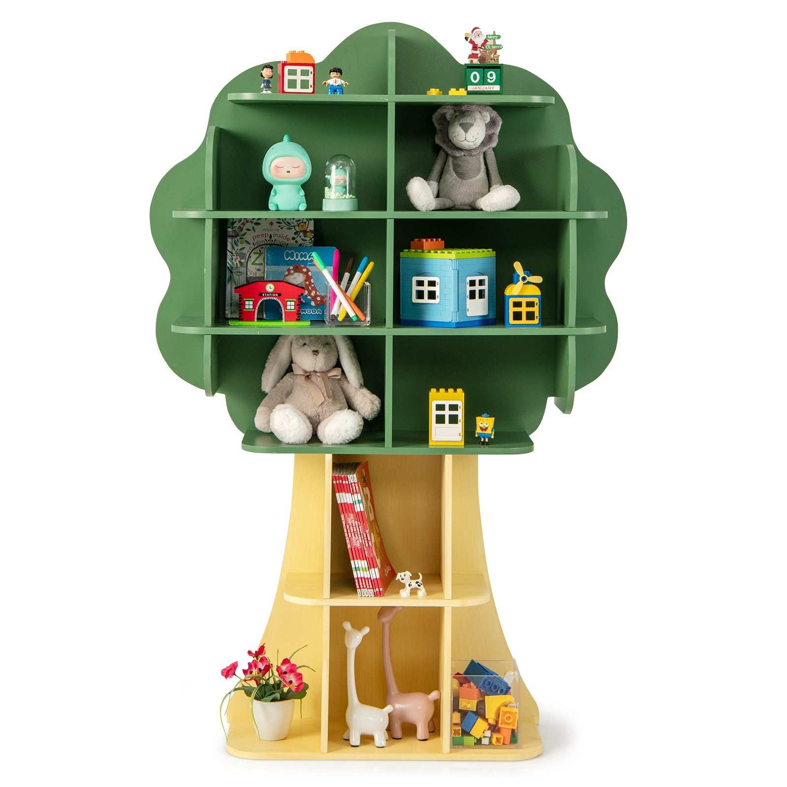6-Tier Kids Bookcase Shelf Toy Storage Organizer with Open Storage Shelves, Green Kids Storage at Gallery Canada