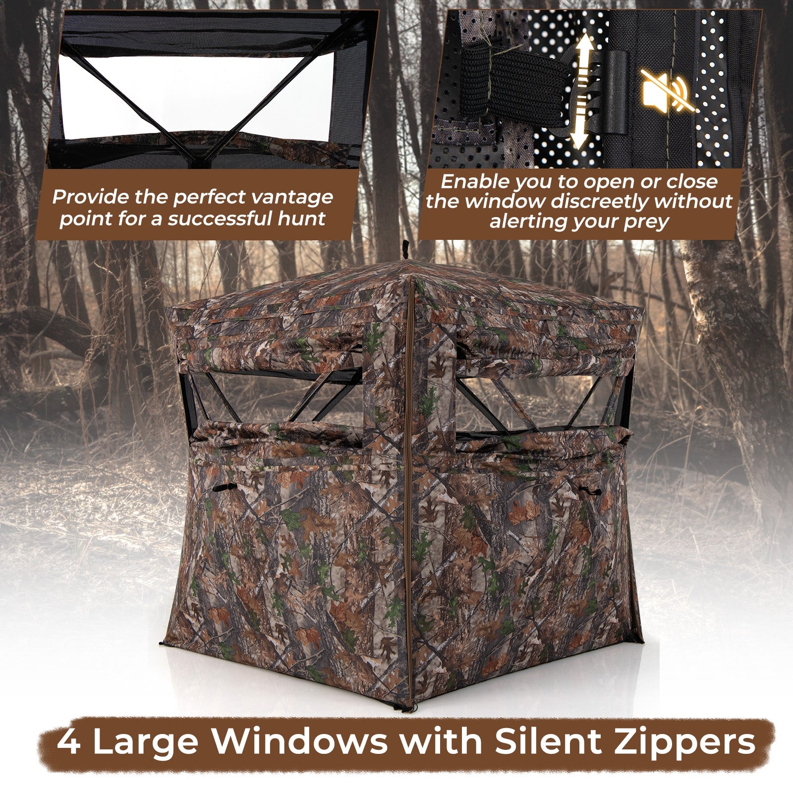 Hunting Blind 360 Degree One-Way See-Through Ground Blind for 2-3 Person, Camouflage Tents at Gallery Canada