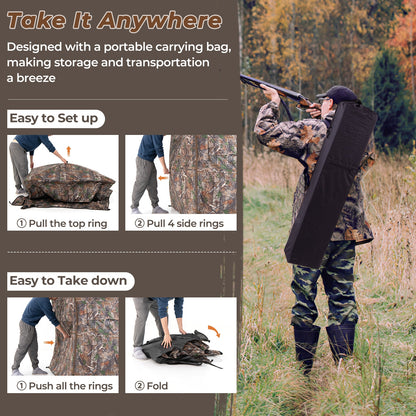 Hunting Blind 360 Degree One-Way See-Through Ground Blind for 2-3 Person, Camouflage Tents at Gallery Canada