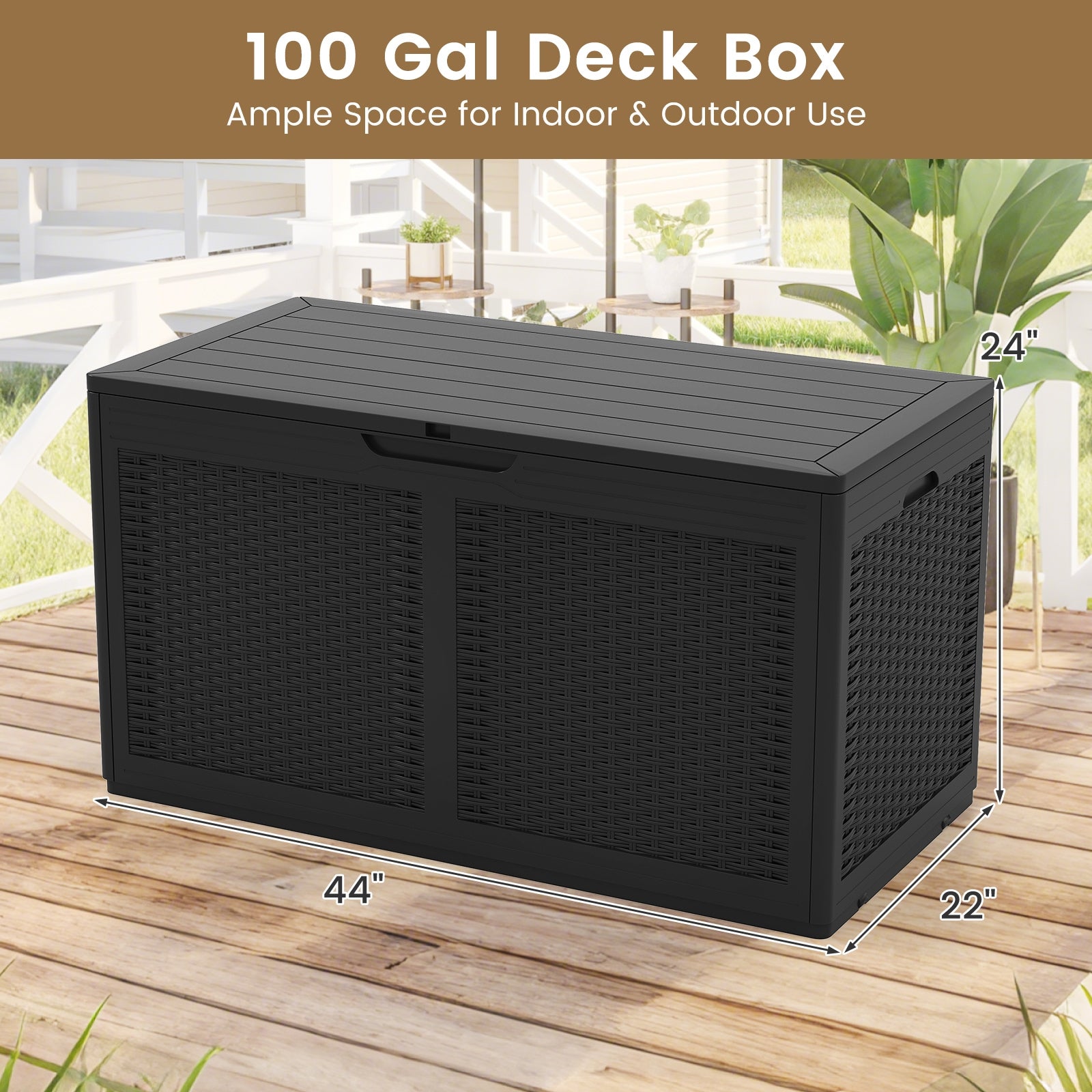 100 Gallon Resin Deck Box Outdoor Waterproof Storage Bench, Black Sheds & Outdoor Storage at Gallery Canada