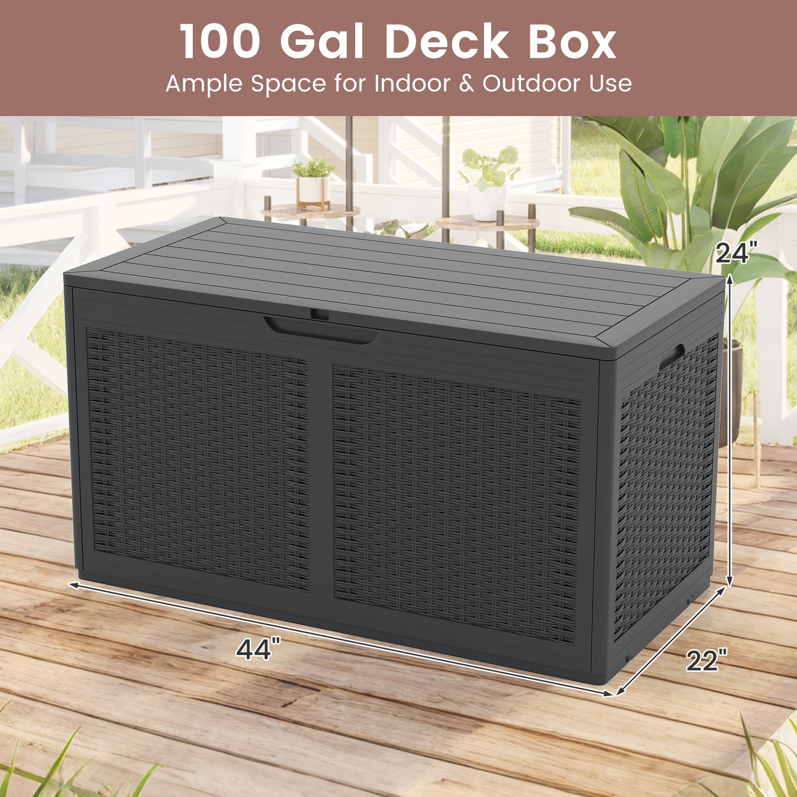 100 Gallon Resin Deck Box Outdoor Waterproof Storage Bench, Gray Sheds & Outdoor Storage at Gallery Canada
