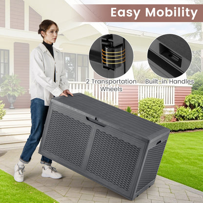 100 Gallon Resin Deck Box Outdoor Waterproof Storage Bench, Gray Sheds & Outdoor Storage at Gallery Canada