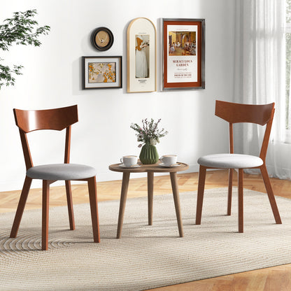 Wooden Dining Chair Set of 2 with Rubber Wood Legs and Padded Seat Cushion, Gray Dining Chairs at Gallery Canada