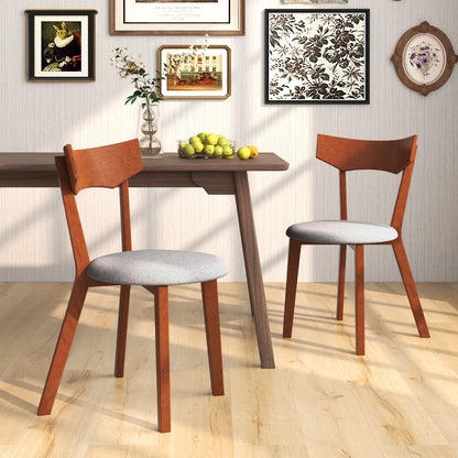 Wooden Dining Chair Set of 2 with Rubber Wood Legs and Padded Seat Cushion, Gray Dining Chairs at Gallery Canada