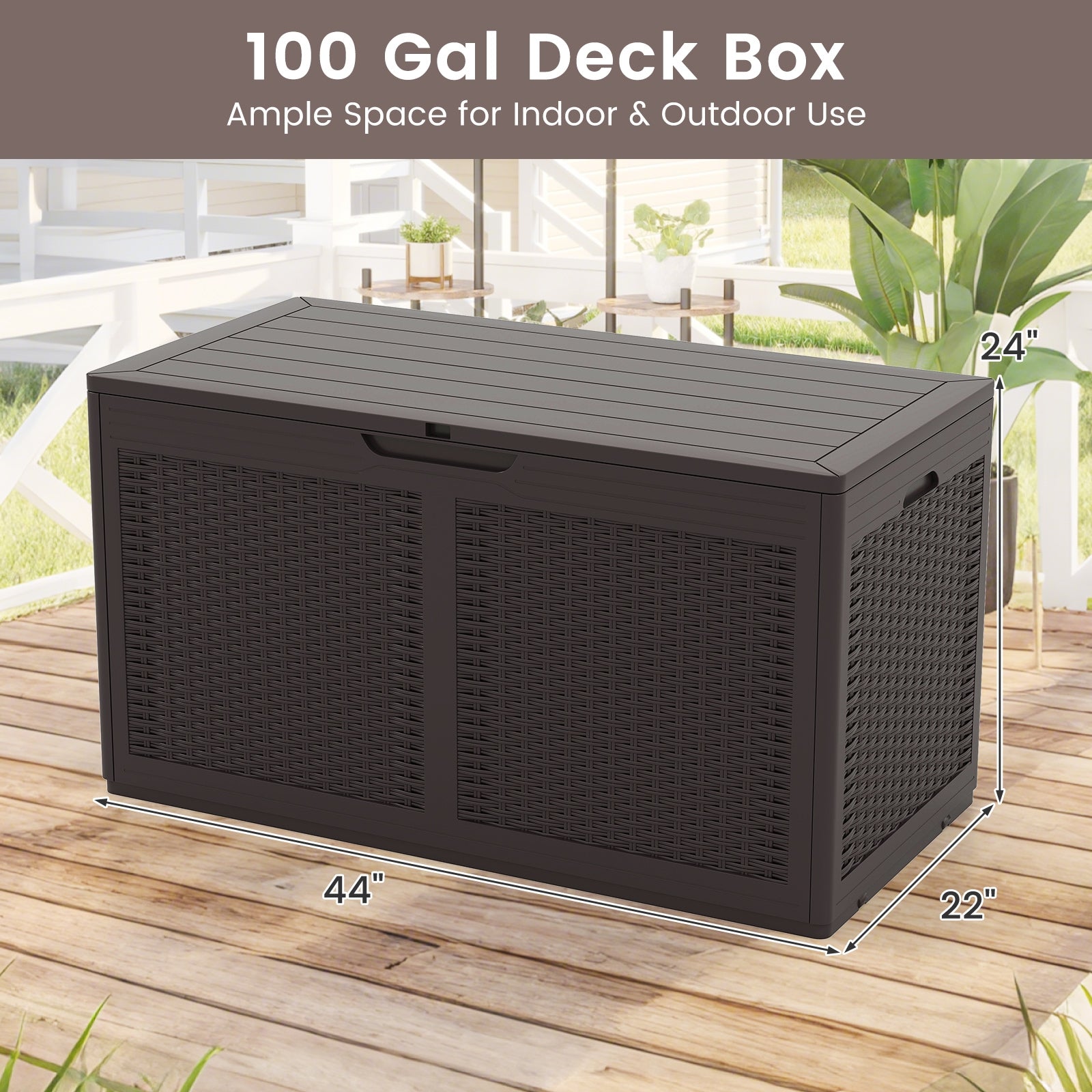 100 Gallon Resin Deck Box Outdoor Waterproof Storage Bench, Brown Sheds & Outdoor Storage at Gallery Canada