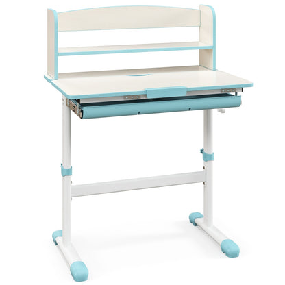 Height Adjustable Kids Study Desk, Tilt Desktop, Blue
