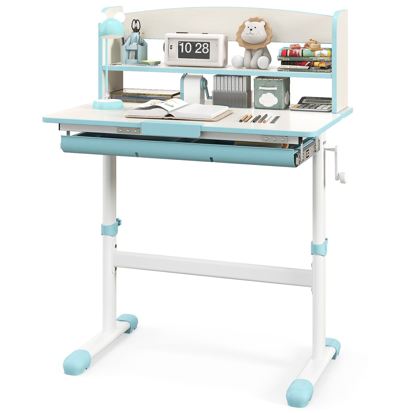 Height Adjustable Kids Study Desk with Tilt Desktop, Blue Kids Table & Chair Sets at Gallery Canada