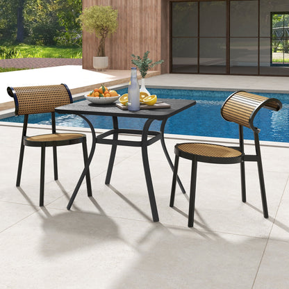 32 Inch Patio Dining Table Metal Square Table for Dining with 4 Curved Legs, Gray Patio Dining Tables at Gallery Canada