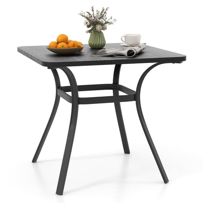 32 Inch Metal Square Patio Dining Table, 4 Curved Legs, Gray Patio Dining Tables Gray at Gallery Canada