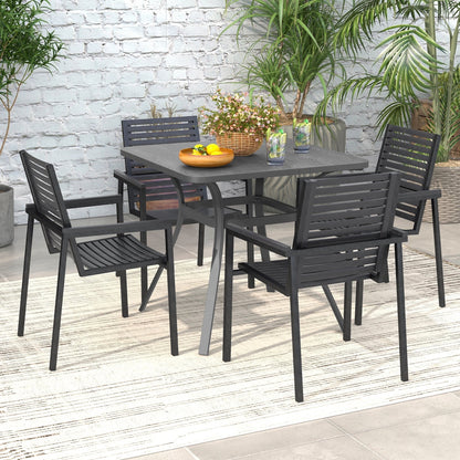 32 Inch Patio Dining Table Metal Square Table for Dining with 4 Curved Legs, Gray - Gallery Canada