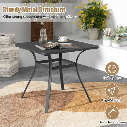 32 Inch Patio Dining Table Metal Square Table for Dining with 4 Curved Legs, Gray Patio Dining Tables at Gallery Canada
