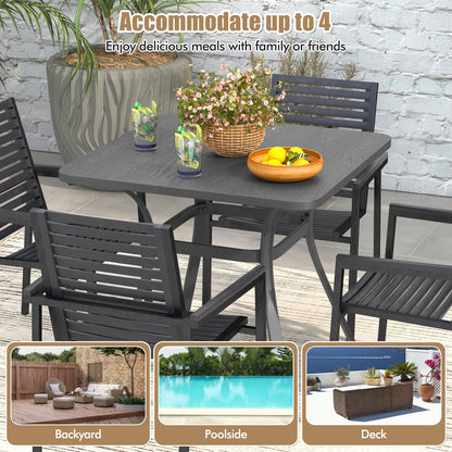 32 Inch Patio Dining Table Metal Square Table for Dining with 4 Curved Legs, Gray Patio Dining Tables at Gallery Canada