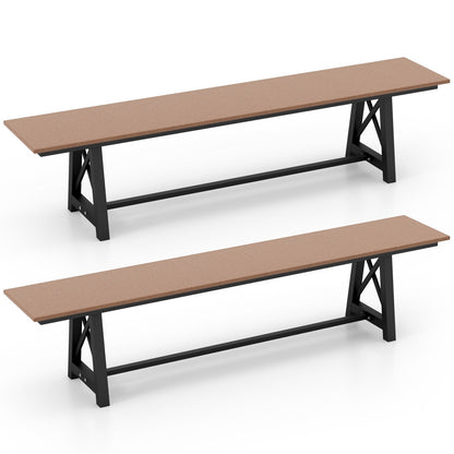 3-4 Person Outdoor HDPE Bench with Metal Frame, Brown - Gallery Canada