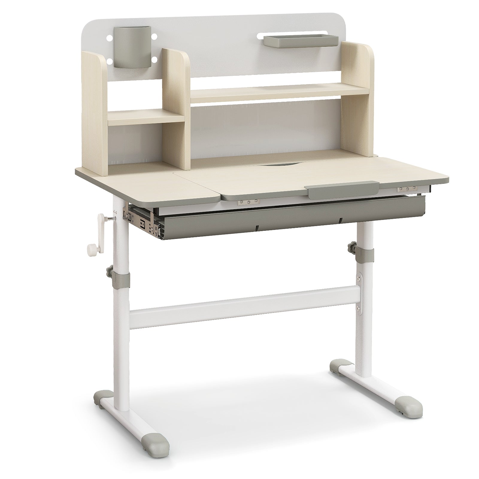 Height Adjustable Kids Study Desk with Tilt Desktop for 3-12 Years Old, Gray Kids Table & Chair Sets Gray at Gallery Canada