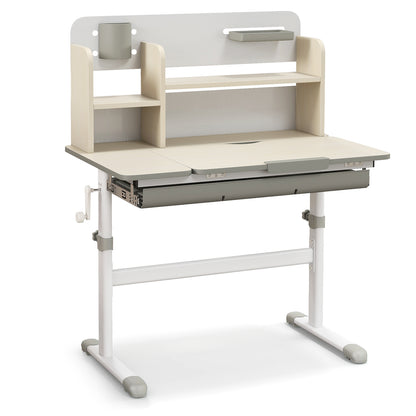Height Adjustable Kids Study Desk with Tilt Desktop for 3-12 Years Old, Gray Kids Table & Chair Sets Gray at Gallery Canada