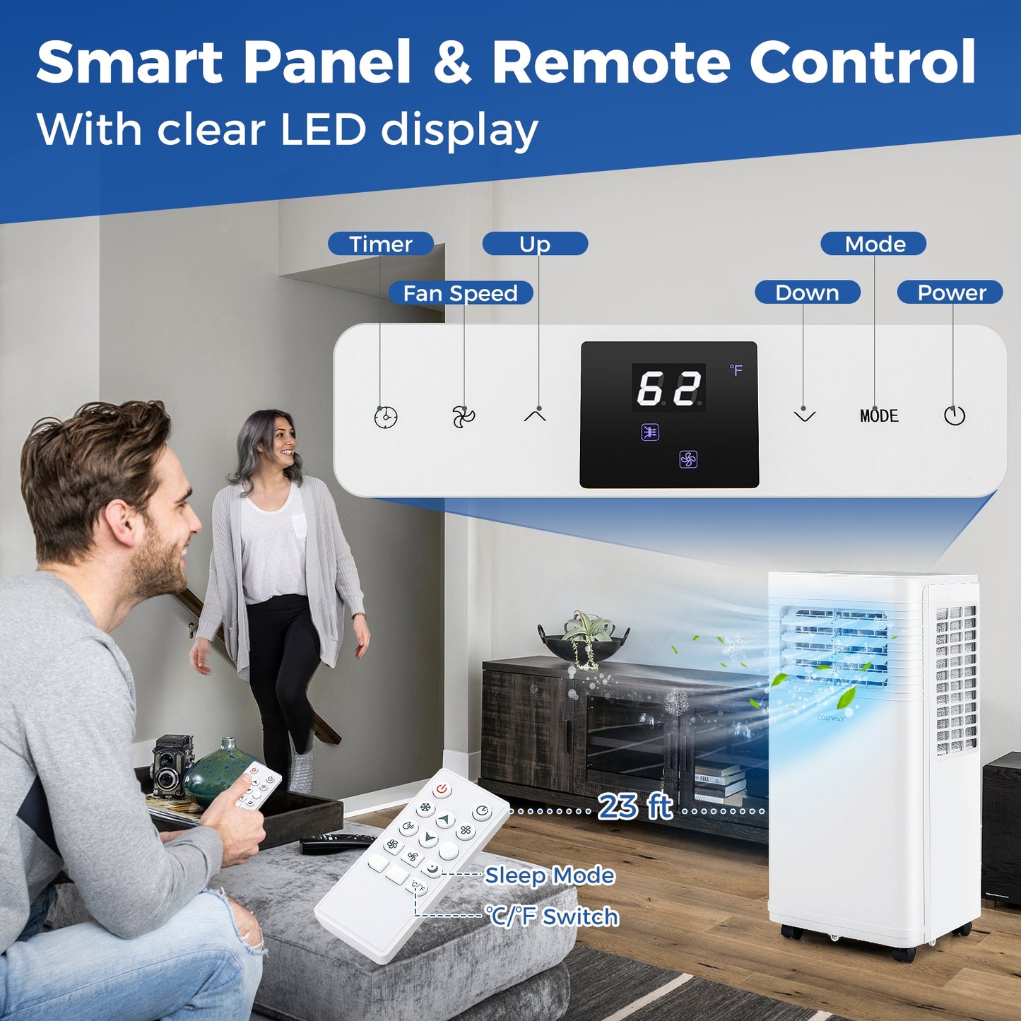 8000 BTU Portable Air Conditioner 3 in 1 AC Unit with Fan and Dehumidifier, White Portable Air Conditioners at Gallery Canada