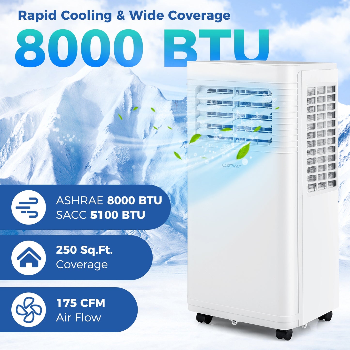 8000 BTU Portable Air Conditioner 3 in 1 AC Unit with Fan and Dehumidifier, White Portable Air Conditioners at Gallery Canada