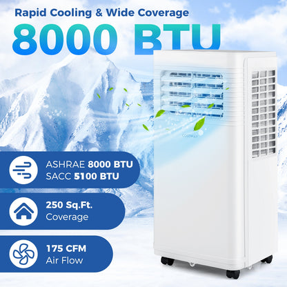 8000 BTU Portable Air Conditioner 3 in 1 AC Unit with Fan and Dehumidifier, White Portable Air Conditioners at Gallery Canada