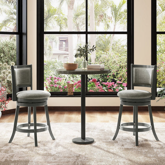 Swivel Bar Stools Set of 2 with Soft-padded Back and Seat-S, Gray - Gallery Canada