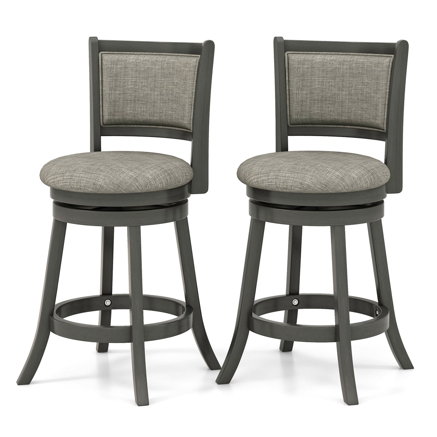 Swivel Bar Stools Set Of 2, Soft-Padded Back And Seat, S, Gray Bar Stools Gray at Gallery Canada