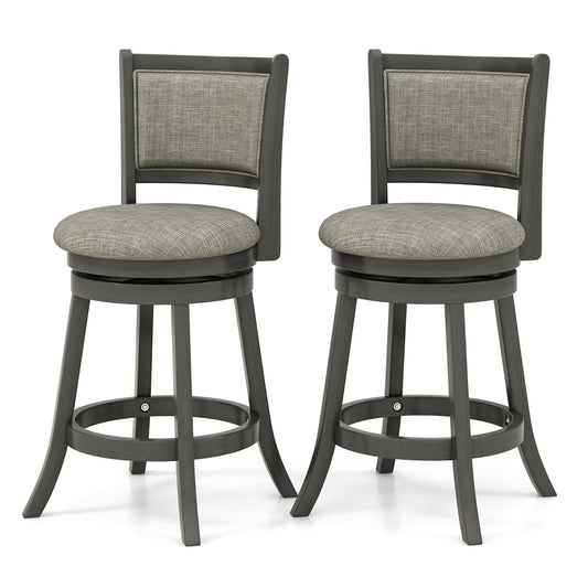 Swivel Bar Stools Set Of 2, Soft-Padded Back And Seat, S, Gray Bar Stools Gray at Gallery Canada