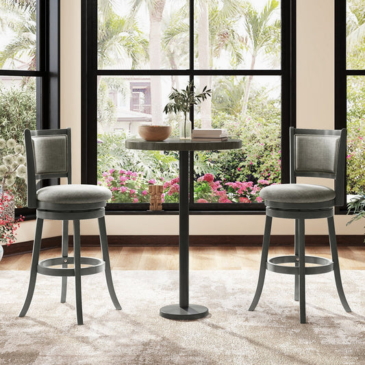 Swivel Bar Stools Set of 2 with Soft-padded Back and Seat-L, Gray - Gallery Canada