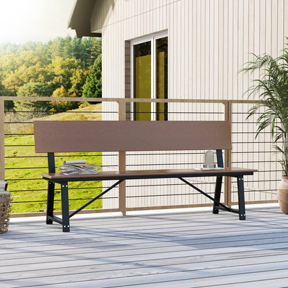 72 Inch Extra Long Bench with All-Weather HDPE Seat & Back for Yard Garden Porch, Brown Outdoor Benches at Gallery Canada