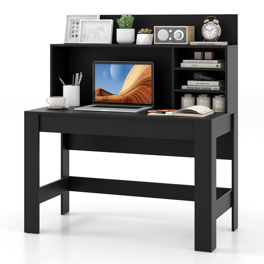 48 Inch Writing Computer Desk with Anti-Tipping Kits and Cable Management Hole, Black - Gallery Canada