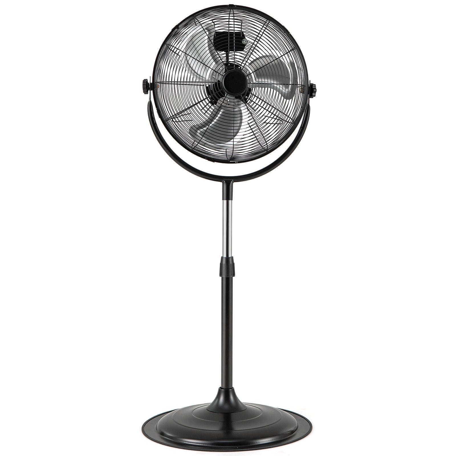18 Inches High Velocity Pedestal Fan with 3 Speeds and Adjustable Height, Black Fans at Gallery Canada