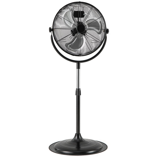 18 Inches High Velocity Pedestal Fan with 3 Speeds and Adjustable Height, Black Fans Black at Gallery Canada