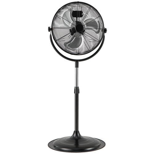 18 Inches High Velocity Pedestal Fan with 3 Speeds and Adjustable Height, Black