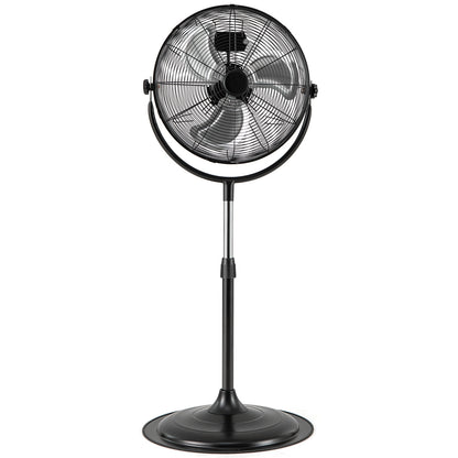 Ventilateur sur pied à haute vélocité de 18 pouces, 3 vitesses, hauteur réglable, Noir