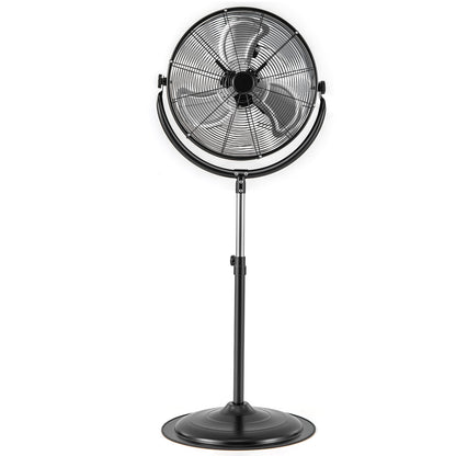 20 Inches High Velocity Pedestal Fan with 3 Speeds and Adjustable Height, Black Fans Black at Gallery Canada