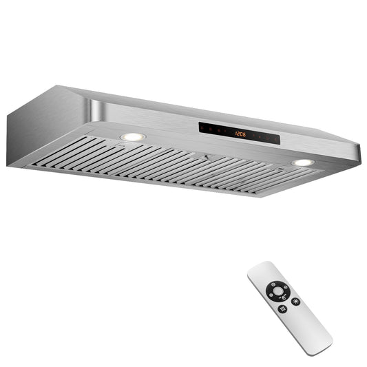 35.5/29.5 Inch Under Cabinet Range Hood 900 CFM Kitchen Vent with 4 Fan Speed-35.5 Inch, Silver - Gallery Canada