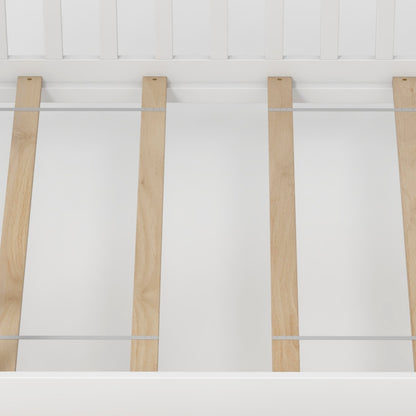 Twin House Bed with 2 Storage Drawers and Roof & Fence Rails, White Simple Bed Frame at Gallery Canada