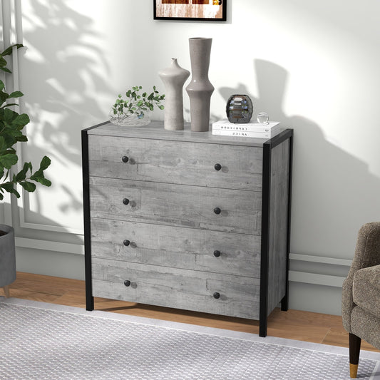 4-Drawer Dresser Modern Wooden Chest of Drawers for Bedroom Living Room, Gray - Gallery Canada