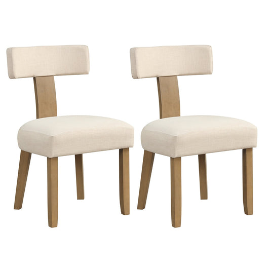 Dining Chairs Set of 2 with Curved Backrest Padded Seat, Beige - Gallery Canada